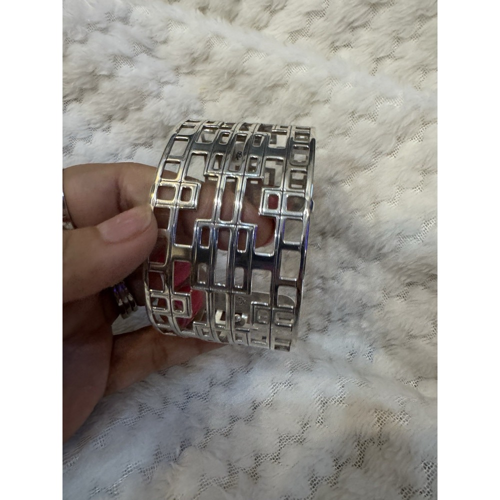 BRIGHTON CHRISTO LYON Reversible Silver Wide Cuff Bangle